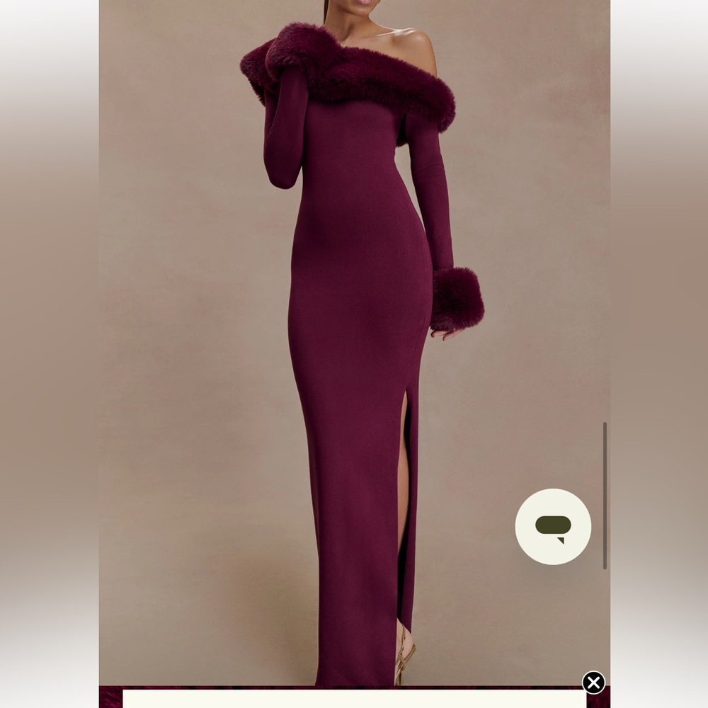 Meshki Ivory Faux Fur Knit Maxi Dress